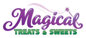 Logo for Magical Treats & Sweets featuring whimsical font and a magic wand.